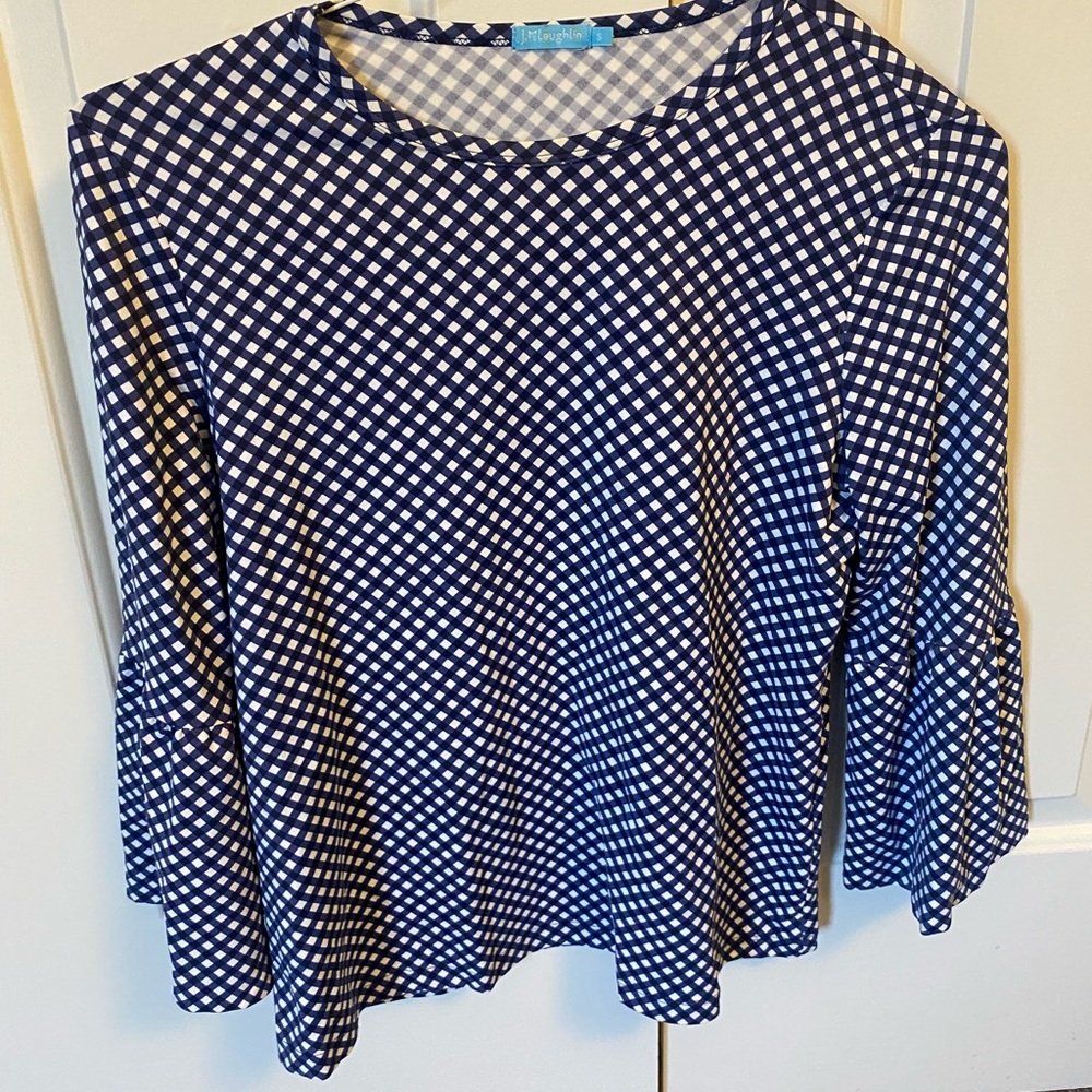 J. Mclaughlin Women’s Catalina Cloth Gingham Check Bell Sleeve Blouse